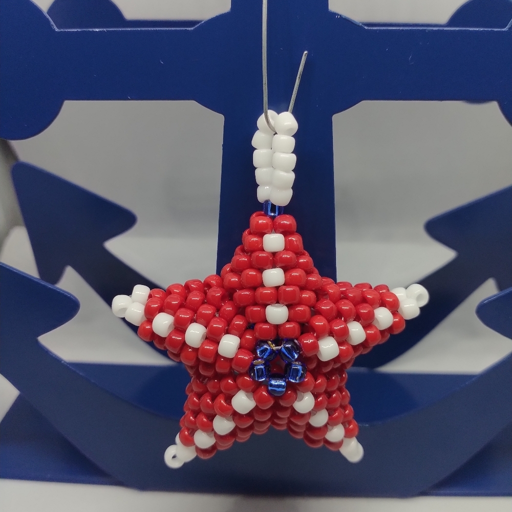 Handmade 3D Seed Bead Christmas Holiday Ornament